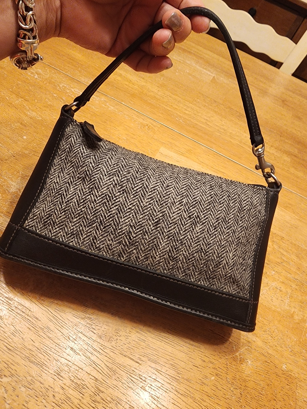 vintage 1999 Coach Bleecker Tweed Demi Zip bag (No. 6112) black-and-grey Tweed